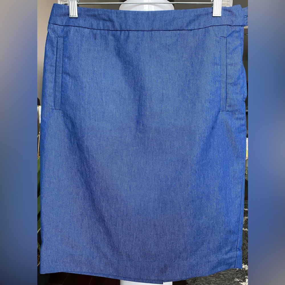 H&M Blue, lined pencil skirt with back slit